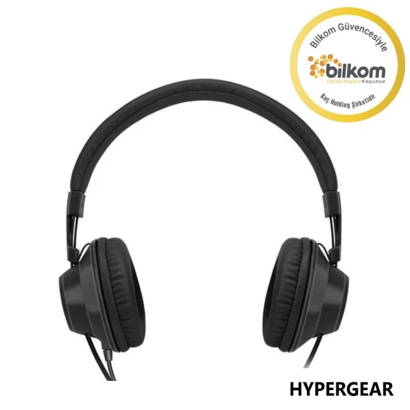 Hypergear V50 Type-C ve 3.5mm Jack Girişli Mikrofonlu Kablolu Kulaküstü Kulaklık Siyah - 2