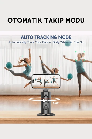 Fuchsia SF155 360 Derece Yapay Zeka Yüz Takipli Tripodlu Selfie Çubuğu - Resim 4