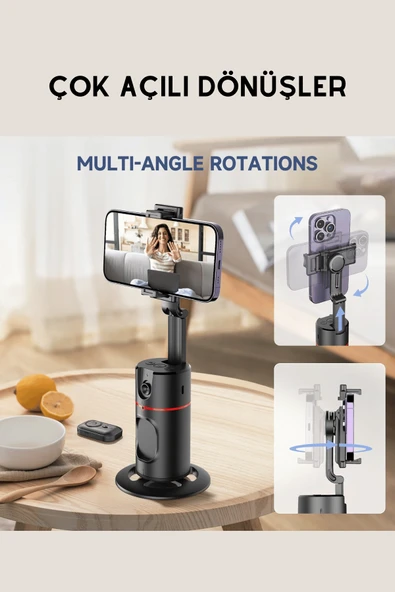 Fuchsia SF155 360 Derece Yapay Zeka Yüz Takipli Tripodlu Selfie Çubuğu - Resim 2