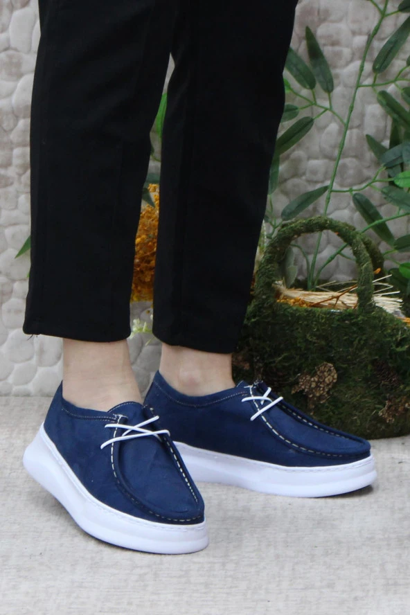 Fort Gnd 32600 Lacivert Süet Comfort Hafif Rahat Günlük Kadın Ayakkabı - Resim 2