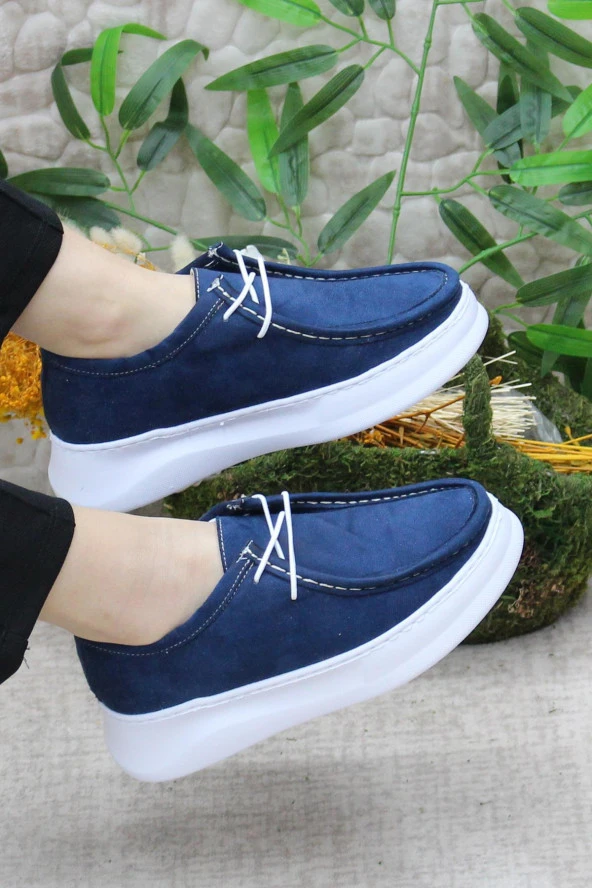 Fort Gnd 32600 Lacivert Süet Comfort Hafif Rahat Günlük Kadın Ayakkabı - Resim 5