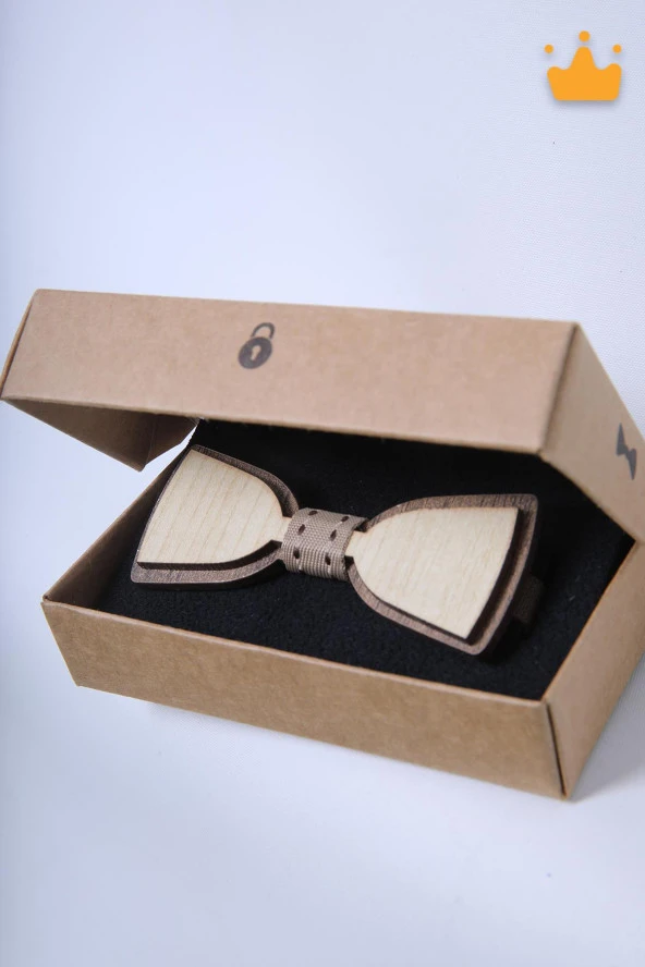 Babyhola 1-16 Yaş Ahşap Erkek Çocuk Papyon Fındık Desen Doğum Günü Kutulu Ahşap Hediyelik Bayramlık Takım Elbise Papyonu - 2