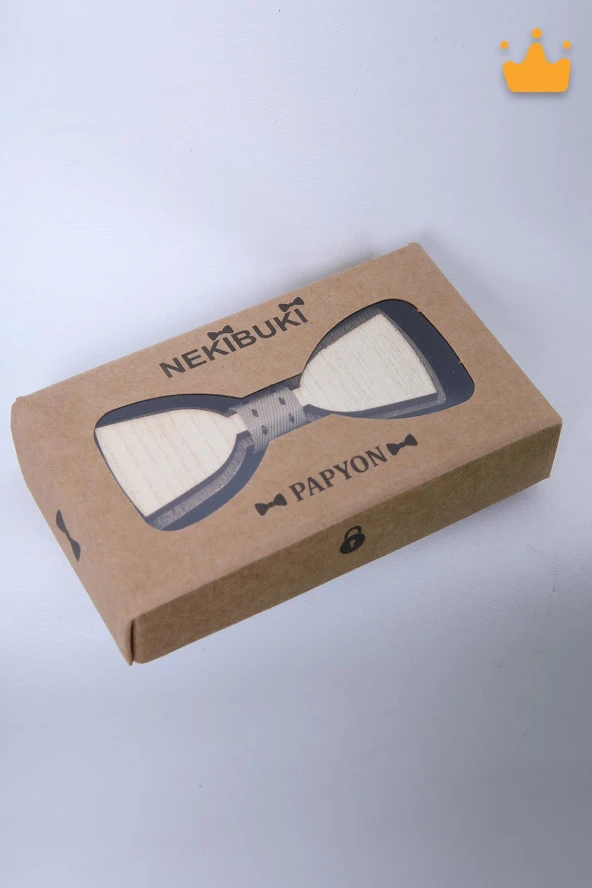 Babyhola 1-16 Yaş Ahşap Erkek Çocuk Papyon Fındık Desen Doğum Günü Kutulu Ahşap Hediyelik Bayramlık Takım Elbise Papyonu - 3