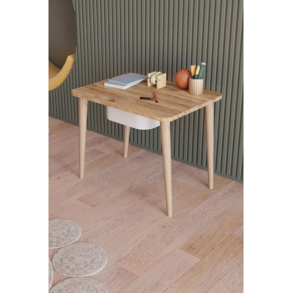 Yüceer Home Montessori Çekmeceli Aktivite Masası ve Sandalyesi Çalışma Seti Atlantik Çam - 3