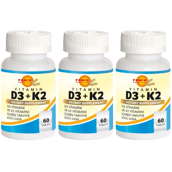 Force Nutrition Vitamin D3 Vitamin K2 3x60 Tablet D3 Vitamini K2 Vitamini D3+K2