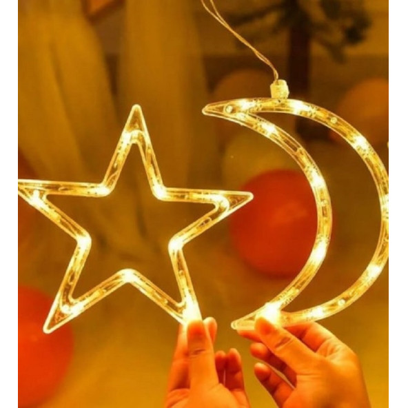 Dekoratif Süsleme Işığı Ay Yıldızlı Led Perde Süsleme Işığı - 3