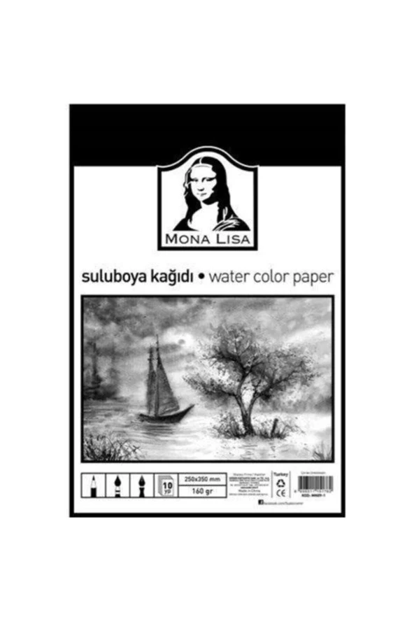 Monalisa Sulu Boya Kağıdı 25 x 35 CM 160 Gram 10 Yaprak Sulu Boya Kağıdı