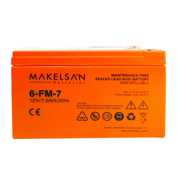 MAKELSAN 12V 7Ah, Bakimsiz, Kuru Akü. UPS için Uygundur. - 4