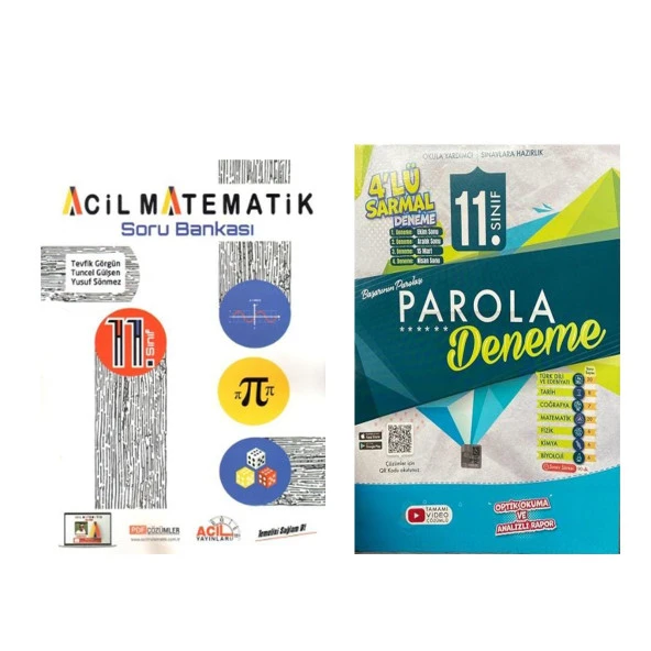Acil 11.Sınıf Matematik Soru Bankası ve Evrensel 4 lü Deneme Seti 2 Kitap