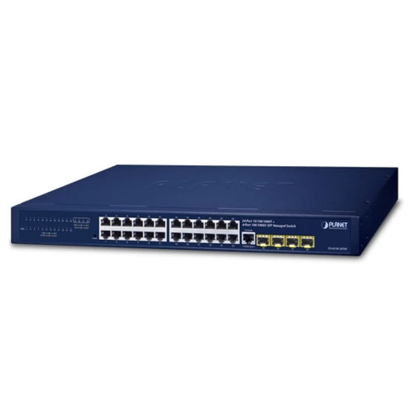 Yönetilebilir Gigabit Switch (Managed Gigabit Switch)<br>24-Port 10/100/1000T<br>4-Port 100/1000X SFP (Port 25 ile Port 28 arası)<br>36-72V DC Yedek Güç<br>1 x Konsol port