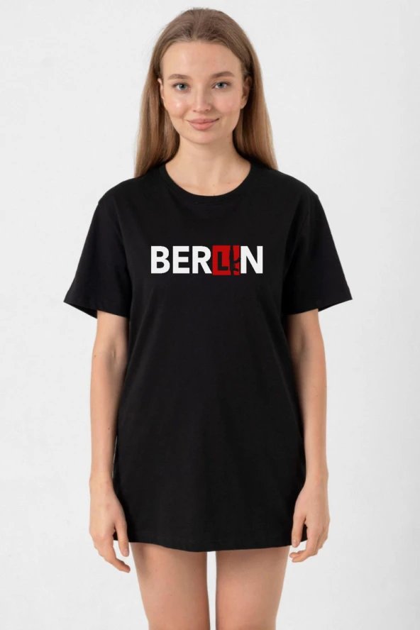 La Casa De Papel Berlin Ak Siyah Kadın Oversize Tshirt