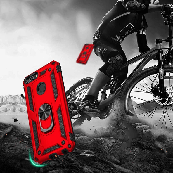 Huawei P Smart Kılıf Yüzüklü Zırh Tank Vega - 6