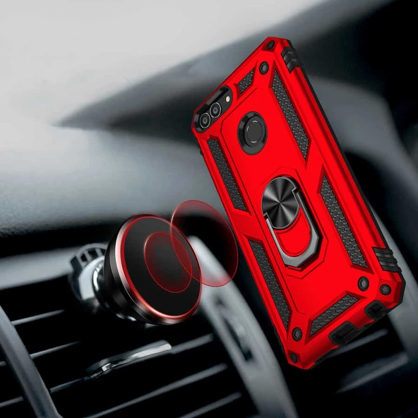 Huawei P Smart Kılıf Yüzüklü Zırh Tank Vega - 9