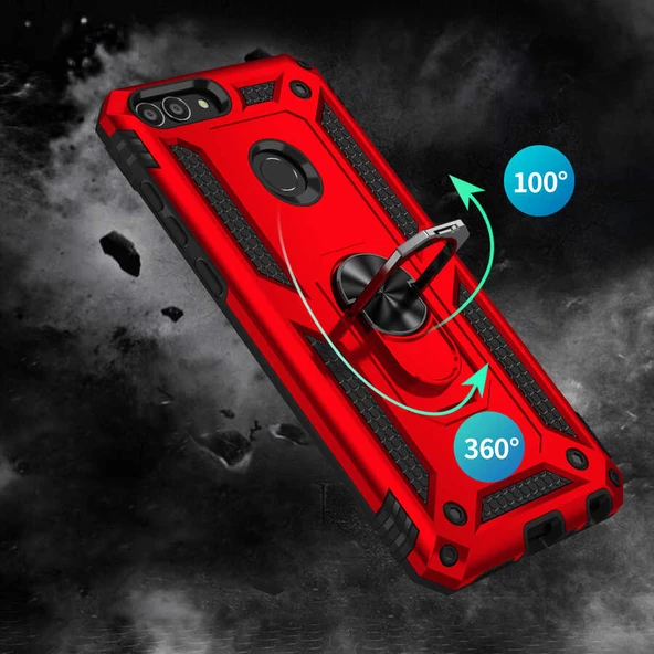 Huawei P Smart Kılıf Yüzüklü Zırh Tank Vega - 3