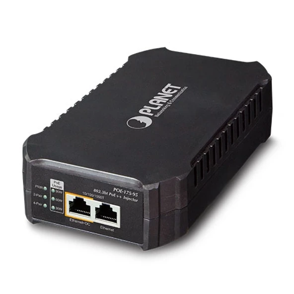 1-Port 10/100/1000Mbps 802.3bt PoE Injector<br>95 Watt<br>Dahili AC Güç Kaynağı<br>0-50 derece