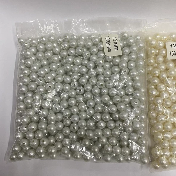 Delikli Tam Beyaz İnci Boncuk 12 Mm