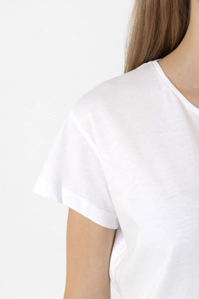 Colorful Feminism Hand Beyaz Kadın Bisikletyaka Tshirt - Resim 5