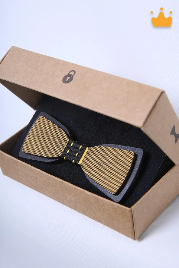 Babyhola 1-16 Yaş Sarı Ahşap Erkek Çocuk Papyon Doğum Günü Kutulu Ahşap Erkek Bebek Hediyelik Okuma Bayramı 23 Nisan Papyonu - 3