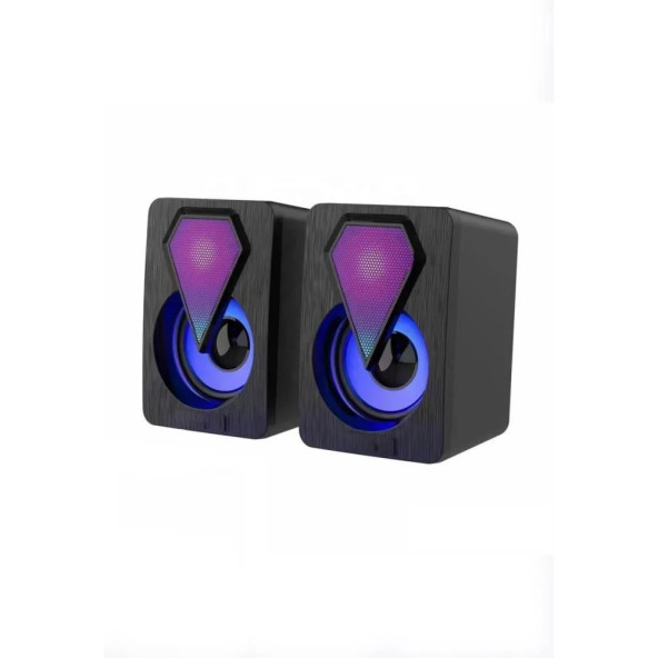 Bilgisayar Hoparlörü Rgb Led Işıklı Gaming Oyuncu Hoparlörü 3.5mm Jack Usb Speaker 1+1 Ses Sistem