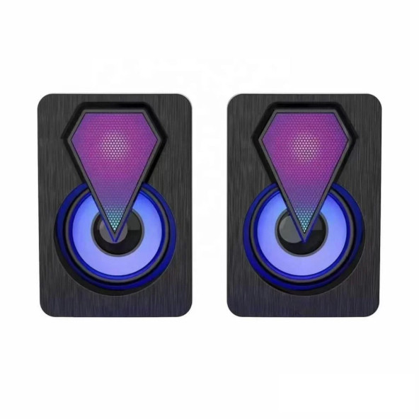 Bilgisayar Hoparlörü Rgb Led Işıklı Gaming Oyuncu Hoparlörü 3.5mm Jack Usb Speaker 1+1 Ses Sistem - 2