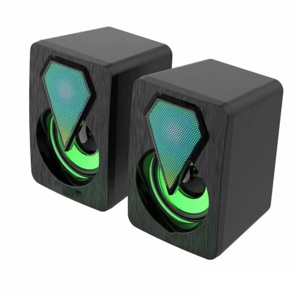 Bilgisayar Hoparlörü Rgb Led Işıklı Gaming Oyuncu Hoparlörü 3.5mm Jack Usb Speaker 1+1 Ses Sistem - 5