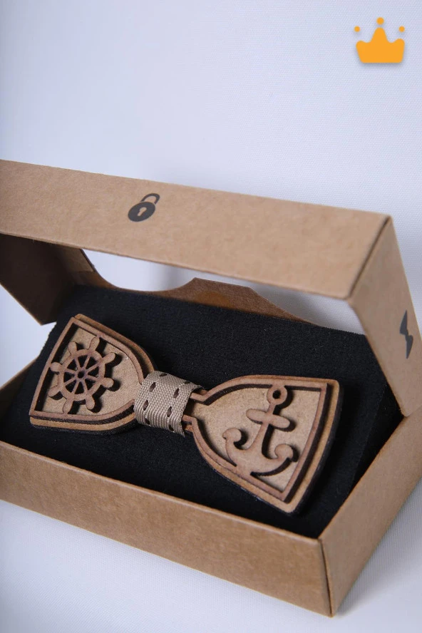 Babyhola 1-16 Yaş Denizci Ahşap Erkek Çocuk Papyon Doğum Günü Kutulu Ahşap Erkek Bebek Hediyelik Okuma Bayramı 23 Nisan Papyonu - 3