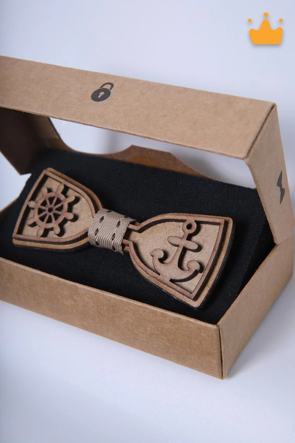 Babyhola 1-16 Yaş Denizci Ahşap Erkek Çocuk Papyon Doğum Günü Kutulu Ahşap Erkek Bebek Hediyelik Okuma Bayramı 23 Nisan Papyonu - 4