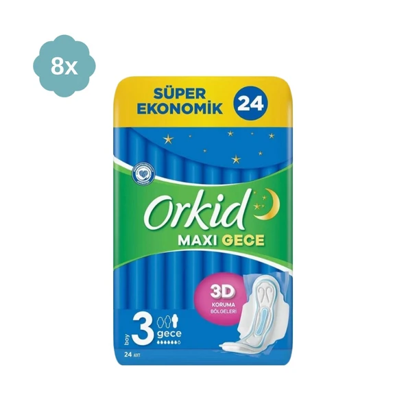 Orkid Maxi Gece Boy 3 Hijyenik Ped 24'lü 5 Adet - 4