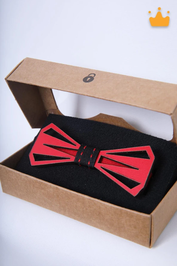 Babyhola 1-16 Yaş Kırmızı Ahşap Erkek Çocuk Papyon Doğum Günü Kutulu Ahşap Hediyelik Bayramlık Takım Elbise Papyonu - 2