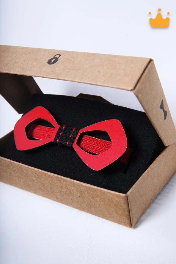 Babyhola 1-16 Yaş Kırmızı Ahşap Erkek Çocuk Papyon Doğum Günü Kutulu Ahşap Hediyelik Bayramlık Takım Elbise Papyonu - 2