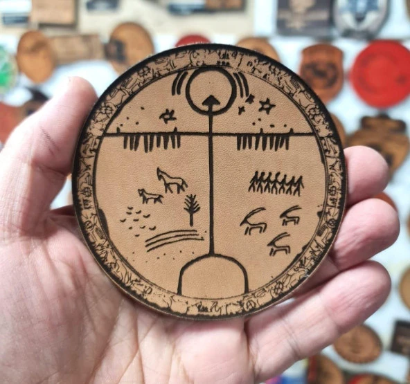 TENGRİ Gök Tanrı - Deri Peç - Arma - Türk Mitolojisi - Leather Patch - Resim 2