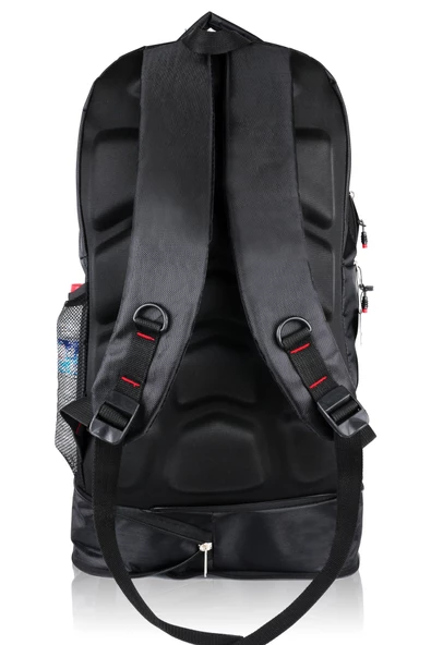 Lugmo Reflektörlü Dağcı Sırt Çantası Deprem Çantası Körüklü 65 Litre Siyah Kırmızı - 6