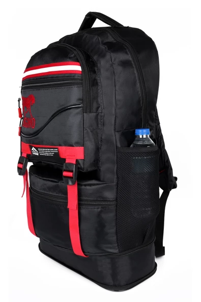 Lugmo Reflektörlü Dağcı Sırt Çantası Deprem Çantası Körüklü 65 Litre Siyah Kırmızı - 5