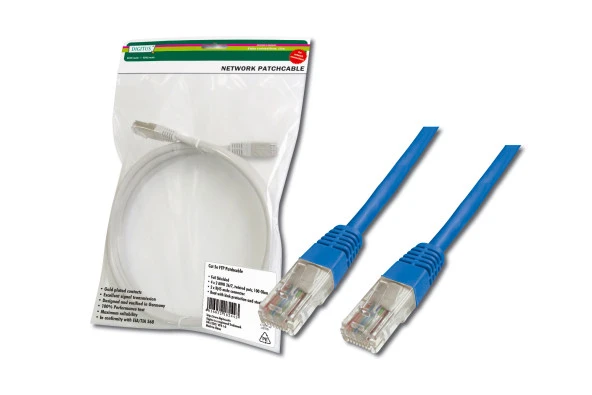 Digitus Patch Kablo, UTP, CAT. 5E, 0.5 metre, AWG 26/7, Mavi Renk, 3P sertifikalı
