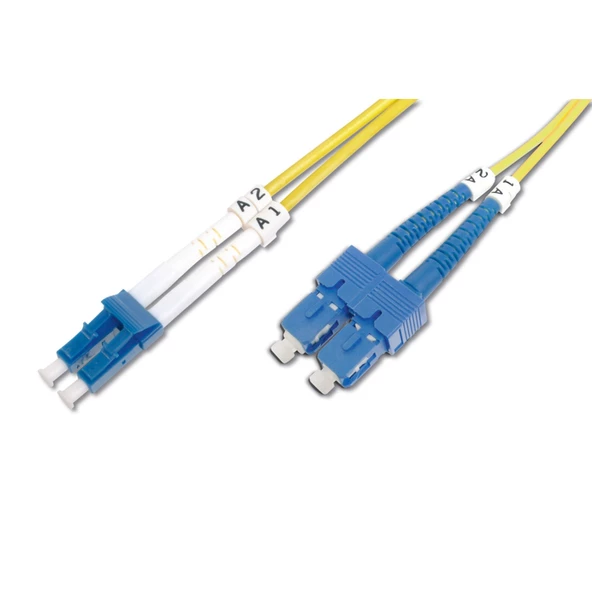 Digitus LC-SC Fiber Optik Patch Kablo, 1 metre, Singlemode, Duplex, 09/125