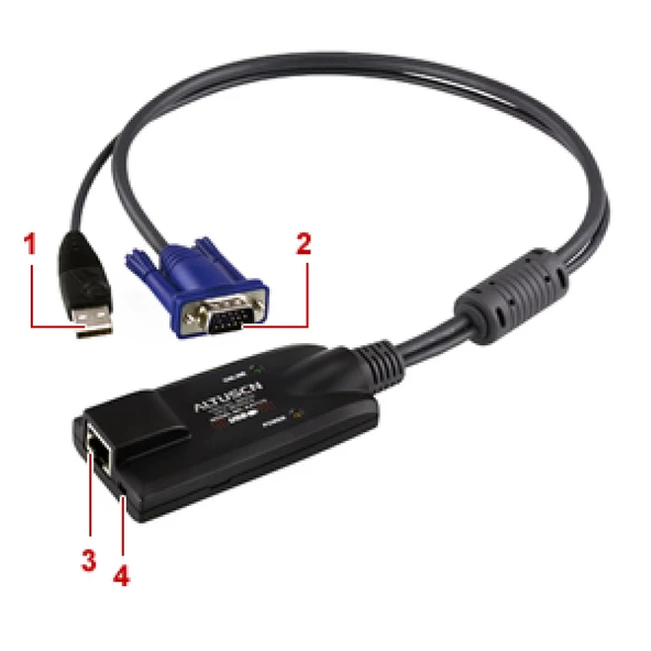 USB Sanal Ortam KVM Adaptörü(CPU Modül), maksimum mesafe 50 metre<br>USB VGA Virtual Media KVM Adapter