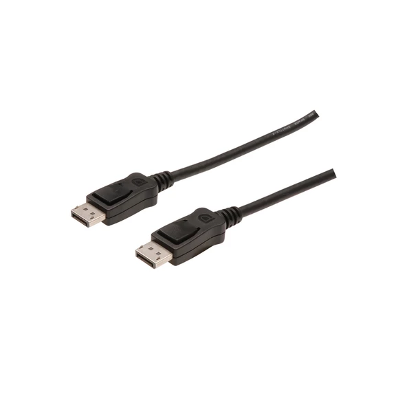 DisplayPort (DP) Bağlantı Kablosu, DP Erkek - DP Erkek, 2 metre, kilit mekanizmalı, DP, 1.2 uyumlu, UL, siyah renk