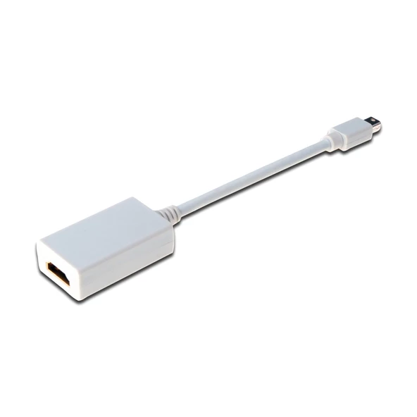 Digitus Mini DisplayPort (mini DP) <-> HDMI Adaptörü, mini DP Erkek - HDMI tip A Dişi, 0.15 metre, DP 1.1a uyumlu, UL, beyaz renk