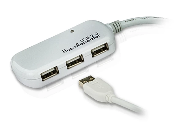 4 Port USB 2.0 Sinyali Aktif Uzatıcı Hub'ı, 12 metre (Zincirleme bağlantı ile maksimum 60 metre)<br>12M 4-port USB 2.0 Extender (Daisy-chaining up to 60m)