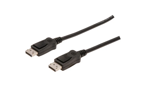 DisplayPort (DP) Bağlantı Kablosu, DP Erkek - DP Erkek, 2 metre, kilit mekanizmalı, DP, 1.2 uyumlu, UL, siyah renk