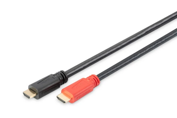 Digitus HDMI High Speed Bağlantı Kablosu (HDMI 1.3), 1080p, HDMI tip A Erkek - HDMI tip A Erkek, 15 metre, CU, AWG28, 2x zırhlı, amplifikatörlü, UL, altın kaplama, siyah renk<br>Digitus HDMI High Speed Connection Cable, type A, with Amplifier, M/M,