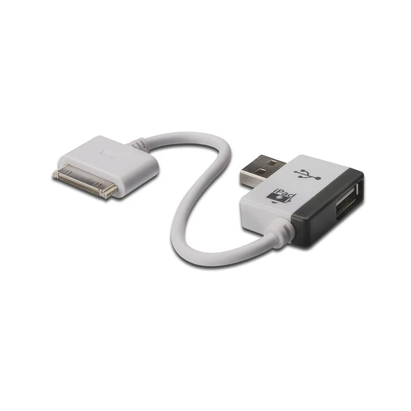 Digitus Mobil Taşınabilir Cihazlar için Evrensel Şarj Kablosu, USB A Dişi <-> Apple 30pin Erkek, 1 port USB 2.0 Hub özelliği