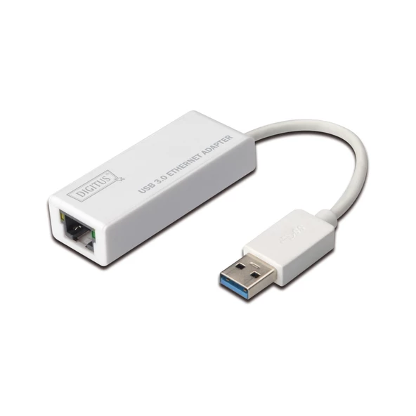 Digitus USB 3.0 Gigabit Ethernet Adaptörü, 1 x 10/100/1000 RJ45 Dişi Yuva, USB-A Erkek Konnektör<br>Digitus USB 3.0 to Gigabit Ethernet Adapter USB-A Male, 10/100/1000 Mbps, USB 3.0