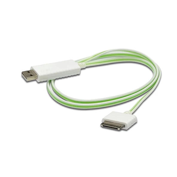 Digitus Senkronizasyon ve Şarj için FLUX CONNECT Işıklı Kablo, Apple Dock erkek <-> USB A erkek 0.90 metre, AWG28, beyaz renk, iPod, iPhone için ideal