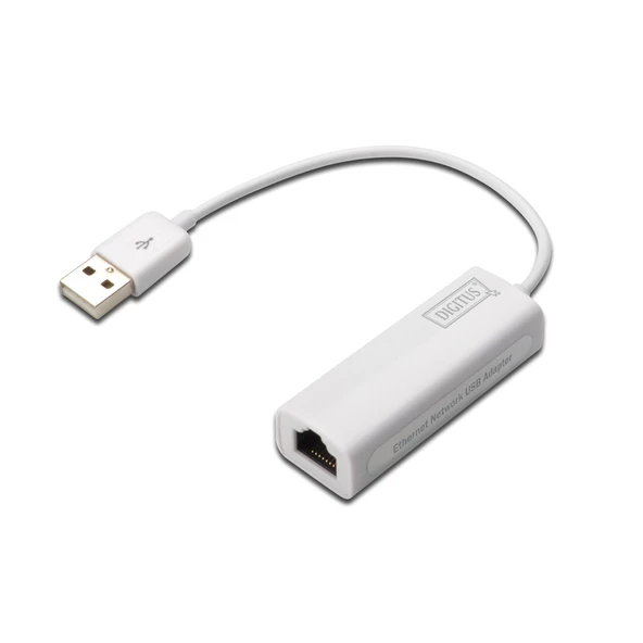 Digitus USB 2.0 Fast Ethernet Adaptörü, 1 x 10/100 RJ45 Dişi, USB-A Erkek<br>Digitus USB 2.0 to Fast Ethernet Adapter, 1 RJ 45, USB-A Male, 10/100Mbit