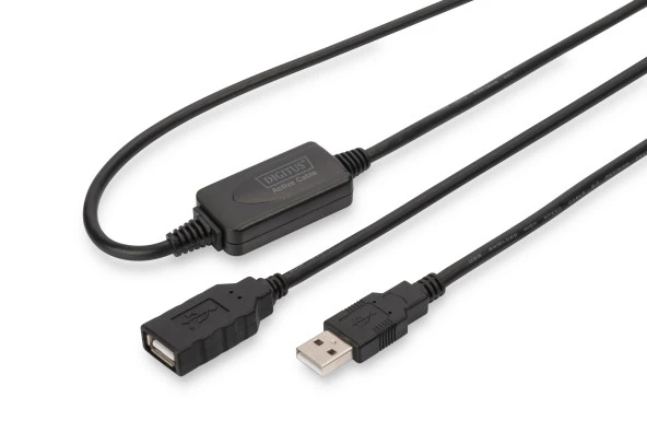 Digitus USB 2.0 Repeater / Uzatma Kablosu, USB A erkek / A dişi, 10 metre<br>Digitus USB 2.0 Active Extension Cable