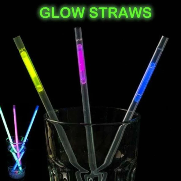 Karanlıkta Parlayan Glow Stick Fosforlu Pipet 3 Renk 3 Adet (4401)