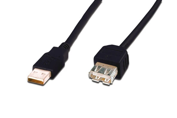 USB 2.0 Uzatma Kablosu, USB A Erkek - USB A Dişi, 3 metre, AWG 28, USB 2.0 uyumlu, UL, siyah renk