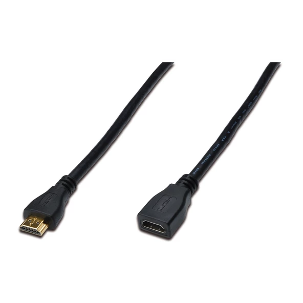 HDMI High Speed wih Ethernet Uzatma Kablosu (HDMI 1.4), 2160p, Ultra HD 4K, HDMI tip A Erkek - HDMI tip A Dişi, 2 metre,  AWG30 , 3x zırhlı, UL, altın kaplama, siyah renk