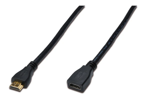 HDMI High Speed wih Ethernet Uzatma Kablosu (HDMI 1.4), 2160p, Ultra HD 4K, HDMI tip A Erkek - HDMI tip A Dişi, 2 metre,  AWG30 , 3x zırhlı, UL, altın kaplama, siyah renk